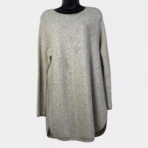 Eileen Fisher S Tunic Sweater Beige Speckled
Organic Cotton Side Slits Oatmeal